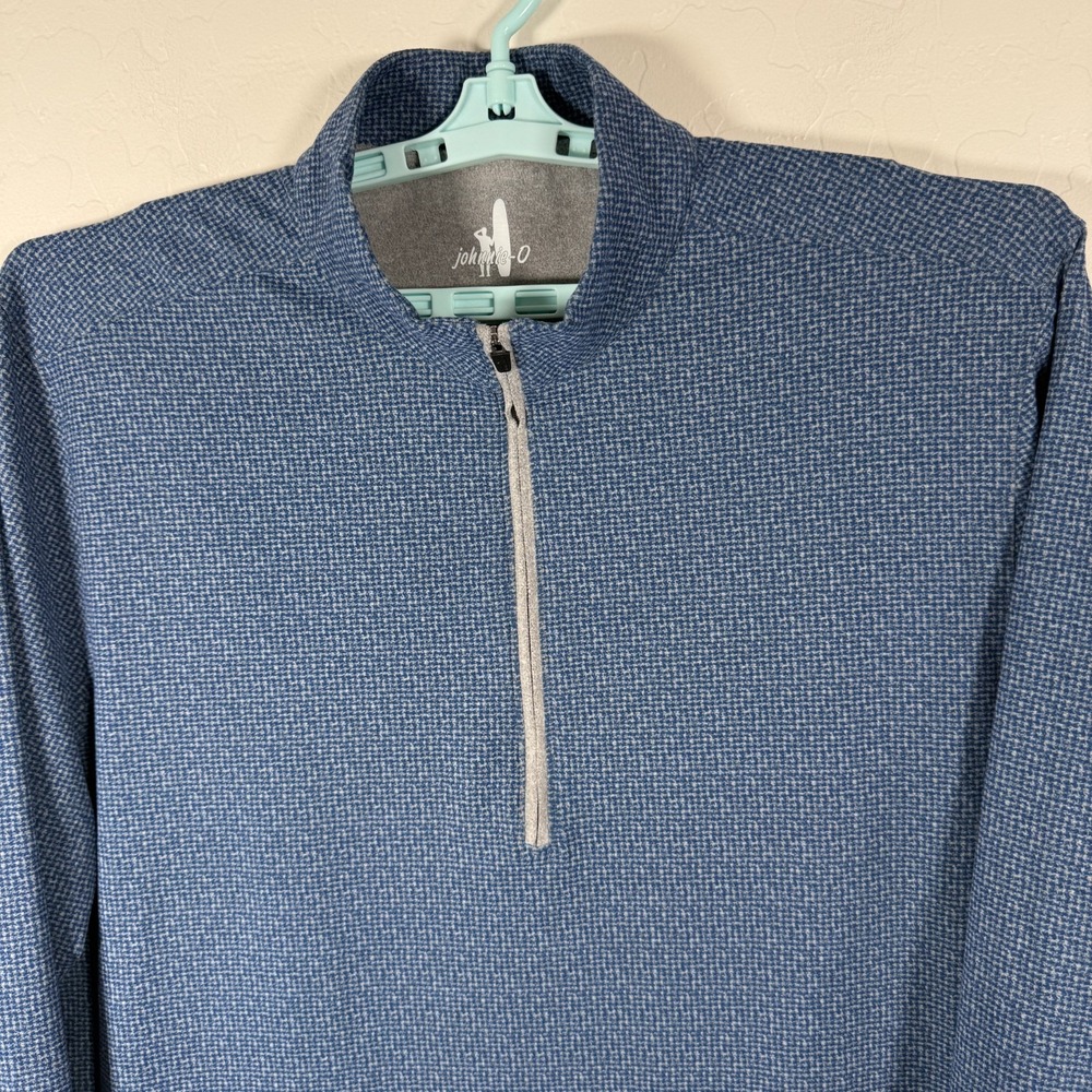 Johnnie O Sweater Mens XL Blue 1/4 Zip Pullover Performance Stretch Golf Prep